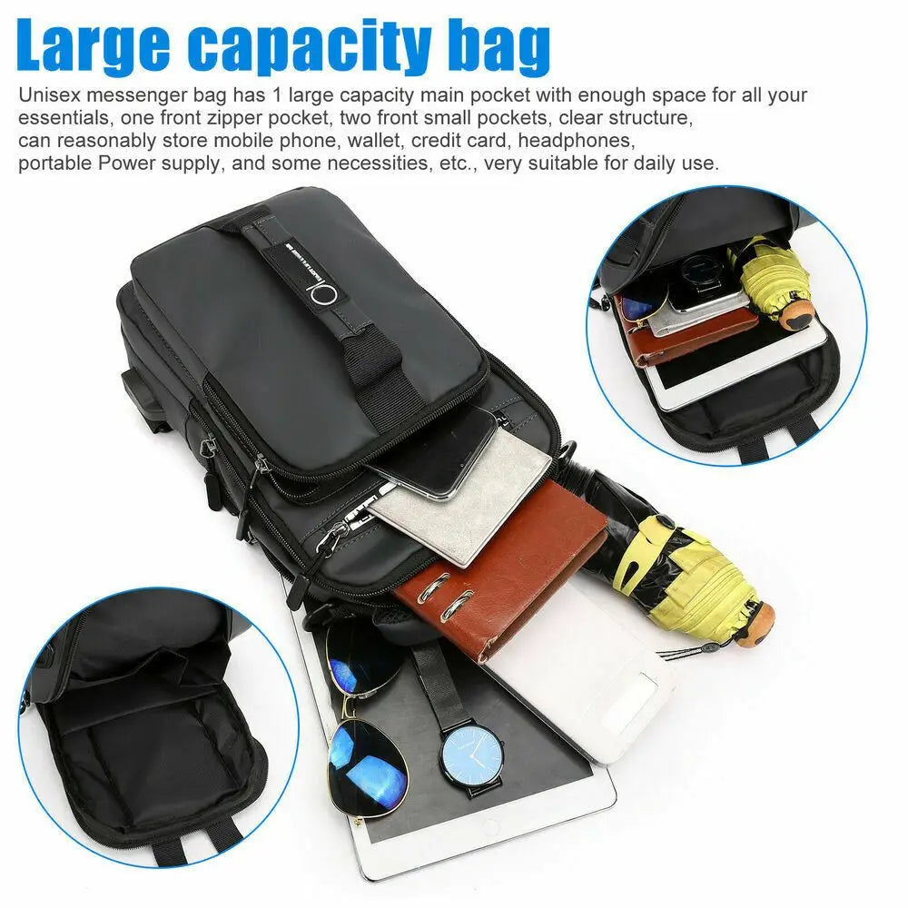 Anti-theft Chest Shoulder Bag with USB Port
