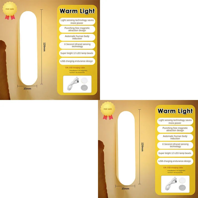 LED Motion Sensor Lamp - USB Rechargeable - Magnetic adhesion