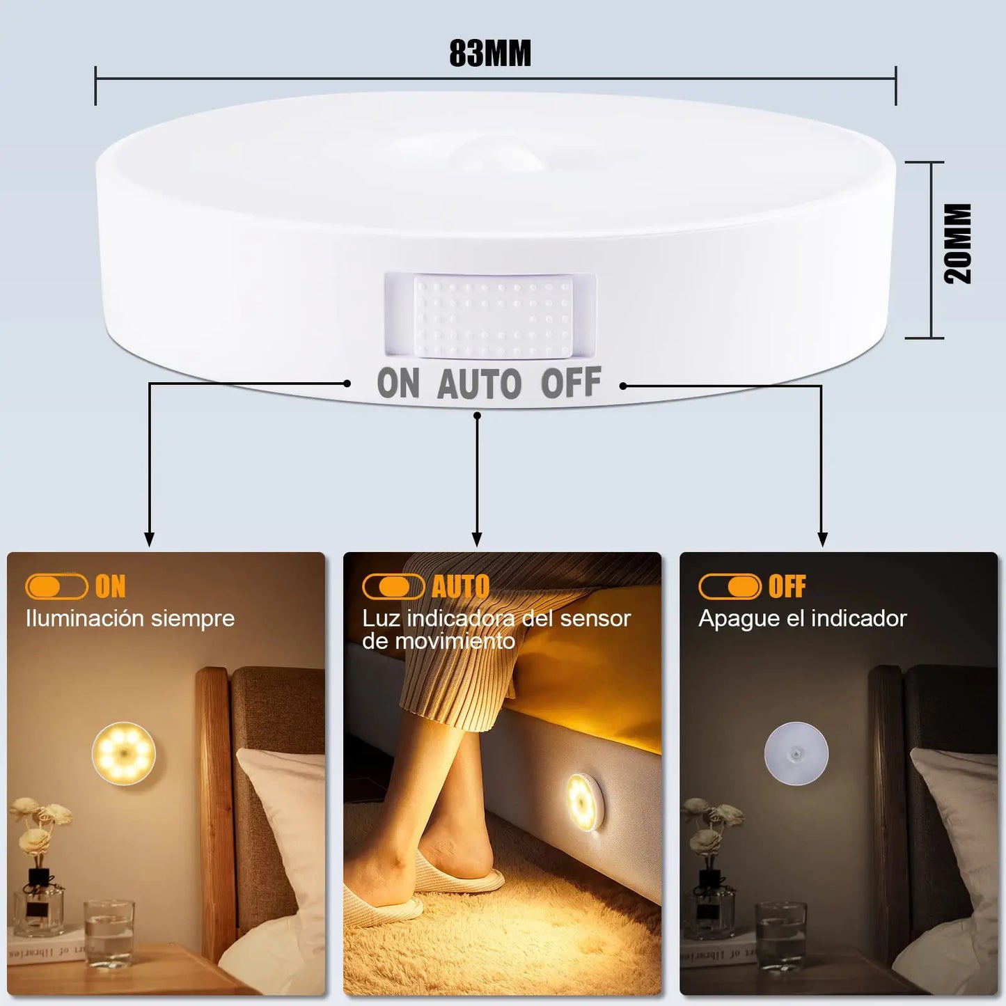 USB Rechargeable LED Night Light - Motion Sensor - Magnetic attachement