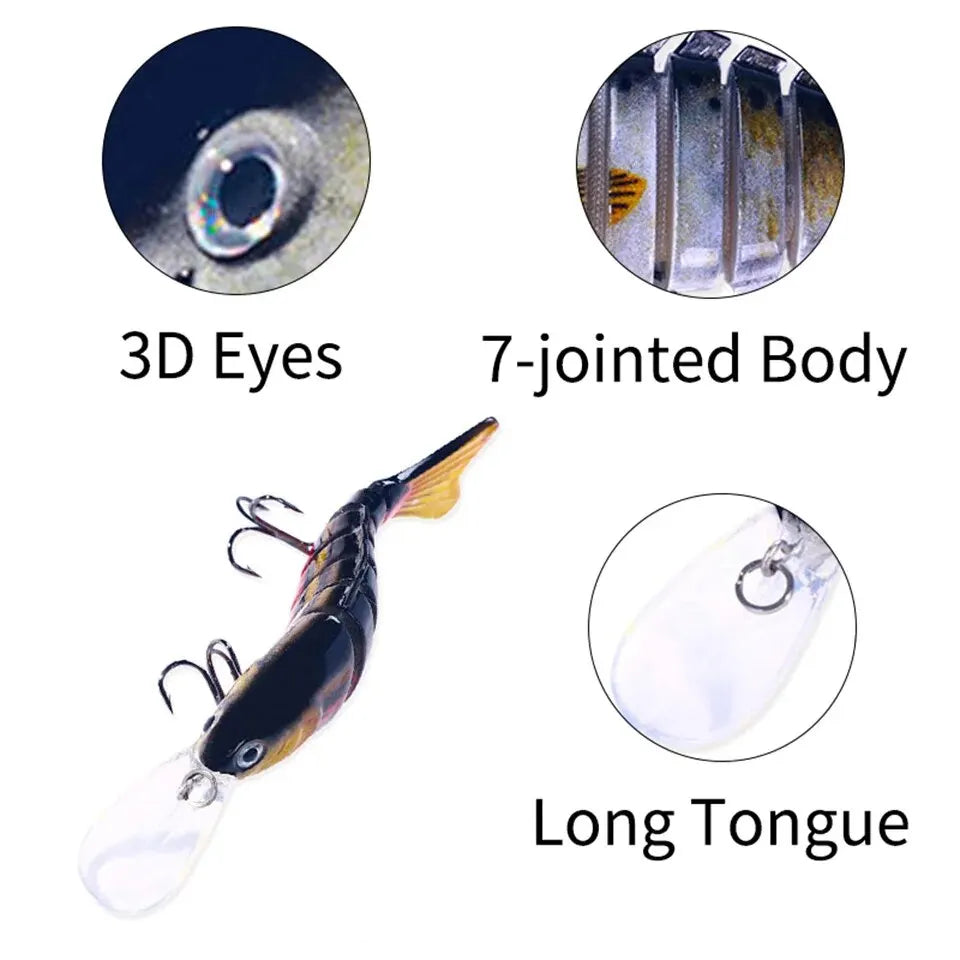 Multi Jointed Swimbaits Fishing Lure 14.5g 11.2cm Artificial Hard Fishing Bait 7 Segments Bionic Long Tongue Crucian Wobbler