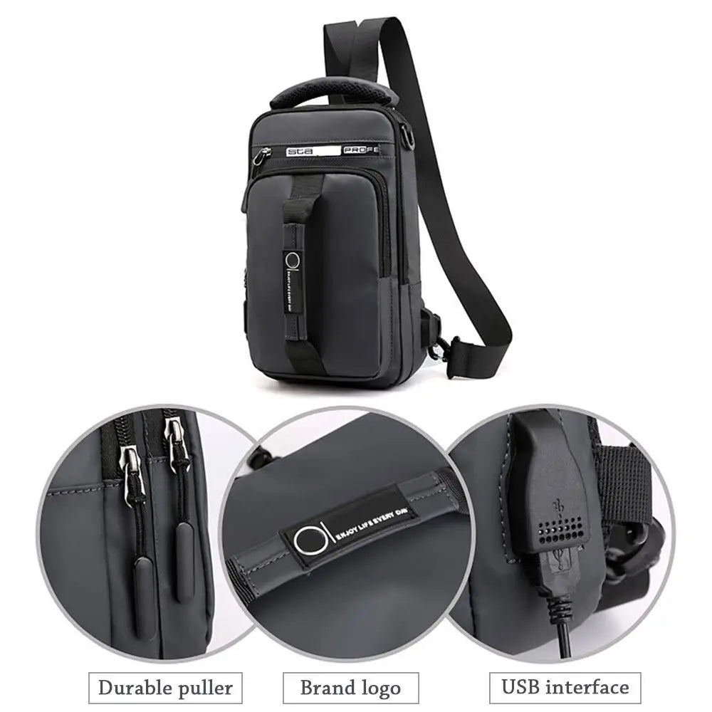 Anti-theft Chest Shoulder Bag with USB Port