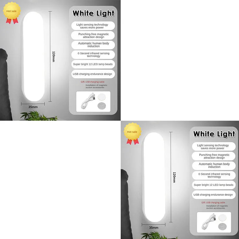 LED Motion Sensor Lamp - USB Rechargeable - Magnetic adhesion