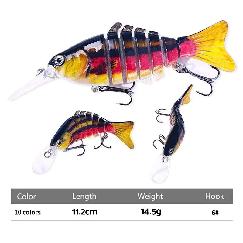 Multi Jointed Swimbaits Fishing Lure 14.5g 11.2cm Artificial Hard Fishing Bait 7 Segments Bionic Long Tongue Crucian Wobbler