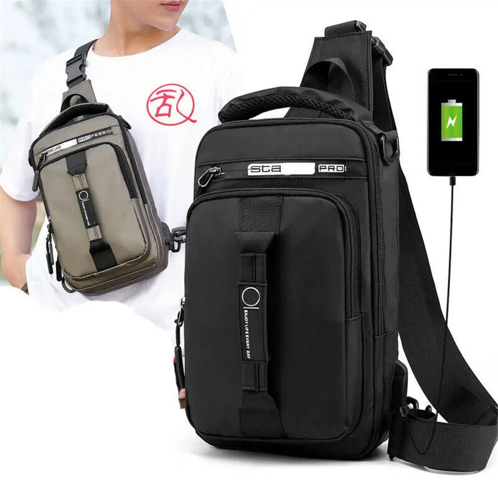 Anti-theft Chest Shoulder Bag with USB Port